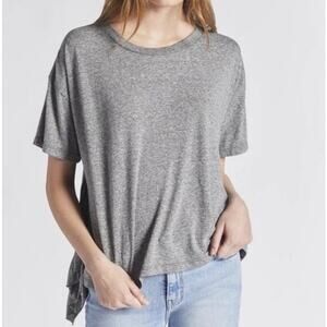 Current/Elliott Gray Ruffle Cotton Blend Short Sleeve Tee Shirt Women's Small